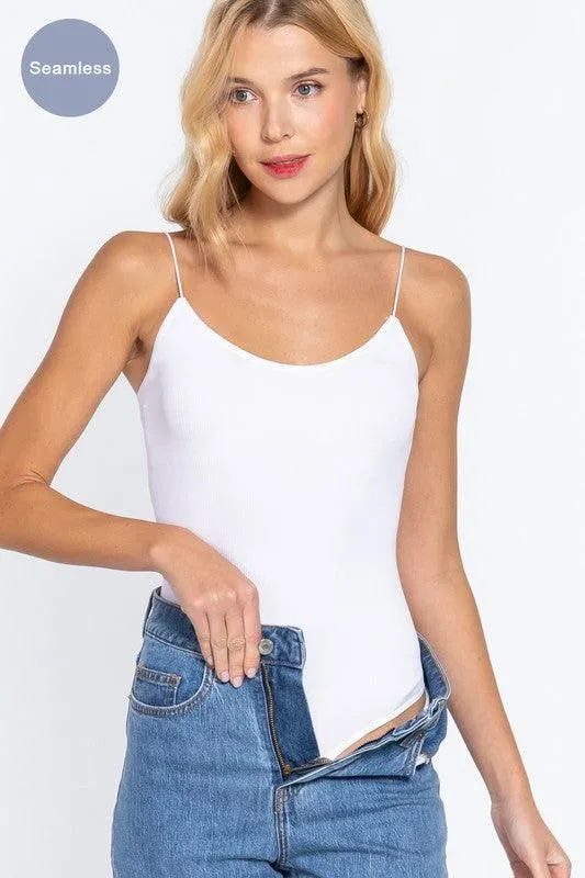 Seamless Ribbed Round Neck Bodysuit