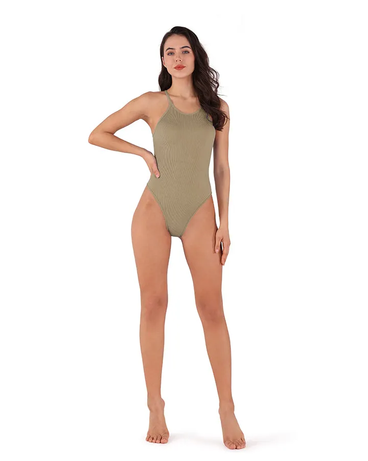 Seamless Ribbed Sexy Sleeveless Bodysuit