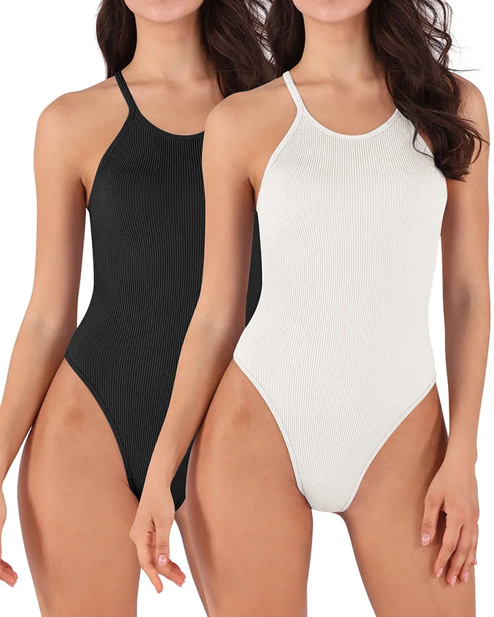 Seamless Ribbed Sexy Sleeveless Bodysuit