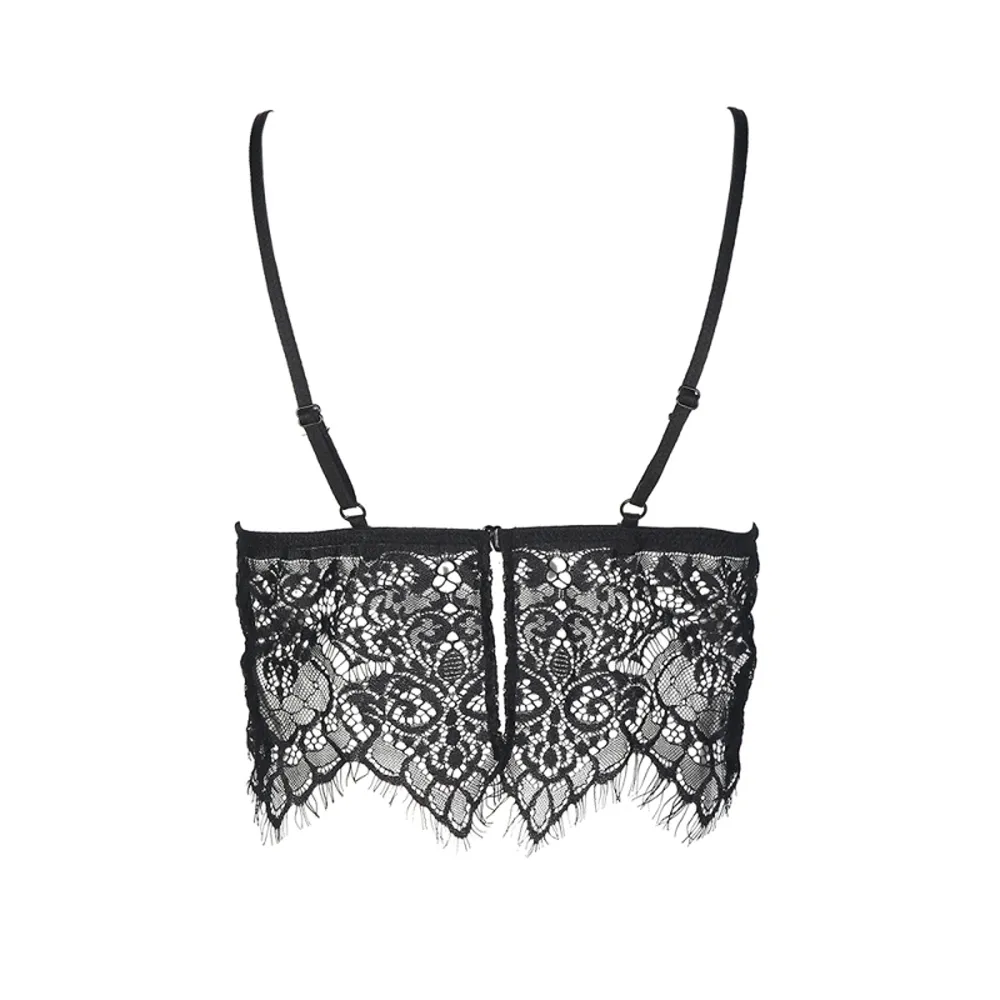 Sheer Eyelash Lace Longline Bralette