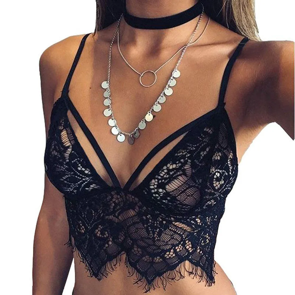 Sheer Eyelash Lace Longline Bralette