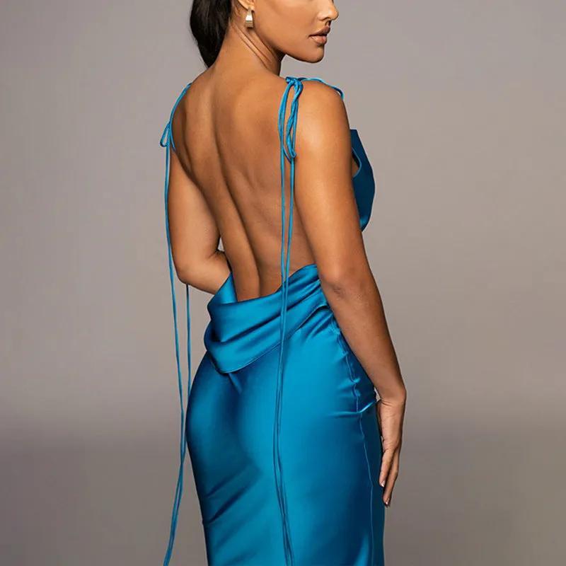 Straps Sexy Backless Halter Neck Dress