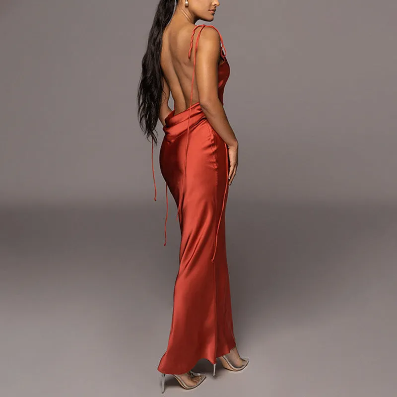 Straps Sexy Backless Halter Neck Dress