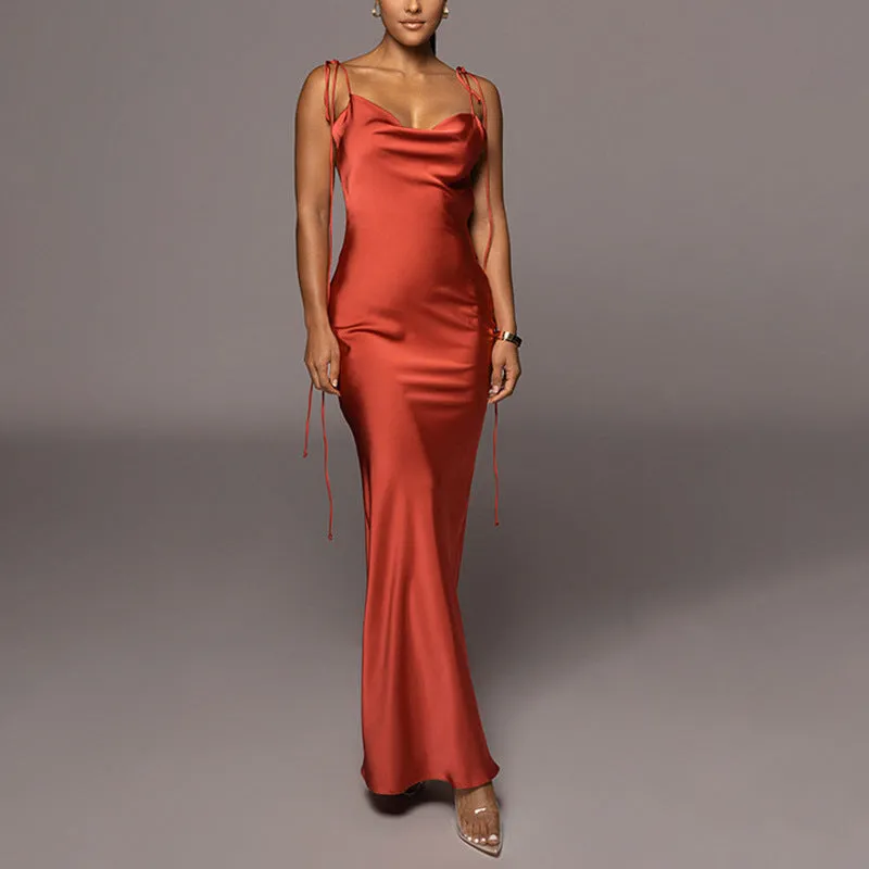 Straps Sexy Backless Halter Neck Dress