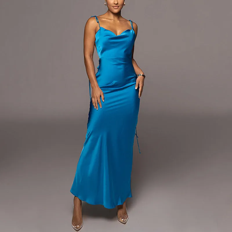 Straps Sexy Backless Halter Neck Dress