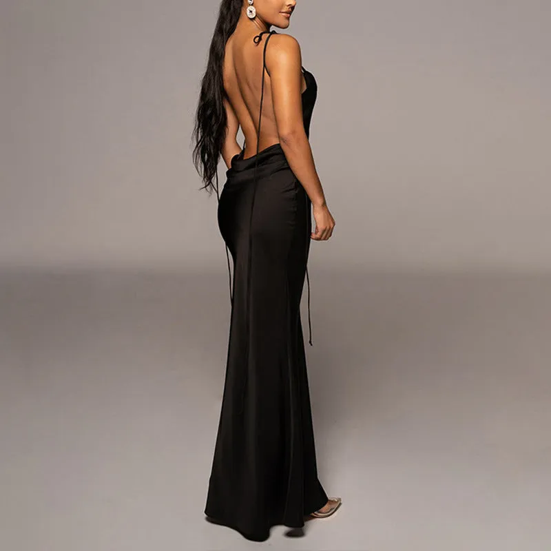 Straps Sexy Backless Halter Neck Dress