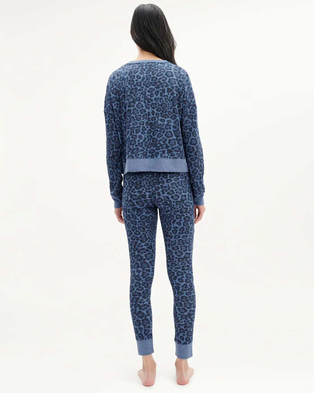 Sweet Dreams Thermal PJ Set in Soft Navy Leopard
