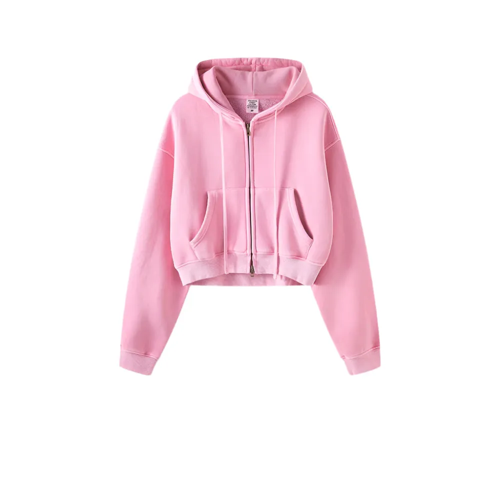 Trendy Cropped Acid Wash Hoodie