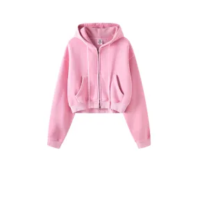 Trendy Cropped Acid Wash Hoodie