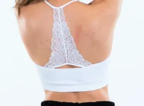 Tween Bralette w/ Lace Back - White