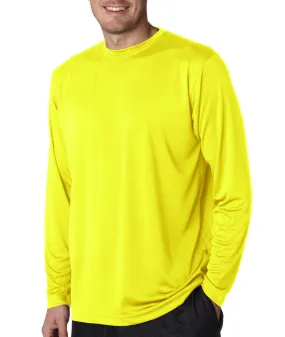 ultraclub(R) adult cool & dry sport long-sleeve performance interlock tee - bright yellow (m)
