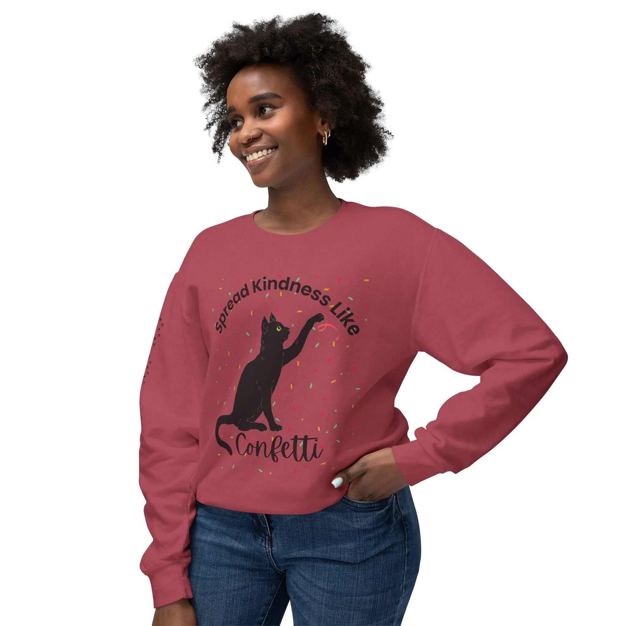 Unisex Lightweight Crewneck Sweatshirt Spread Kindness Like Confetti