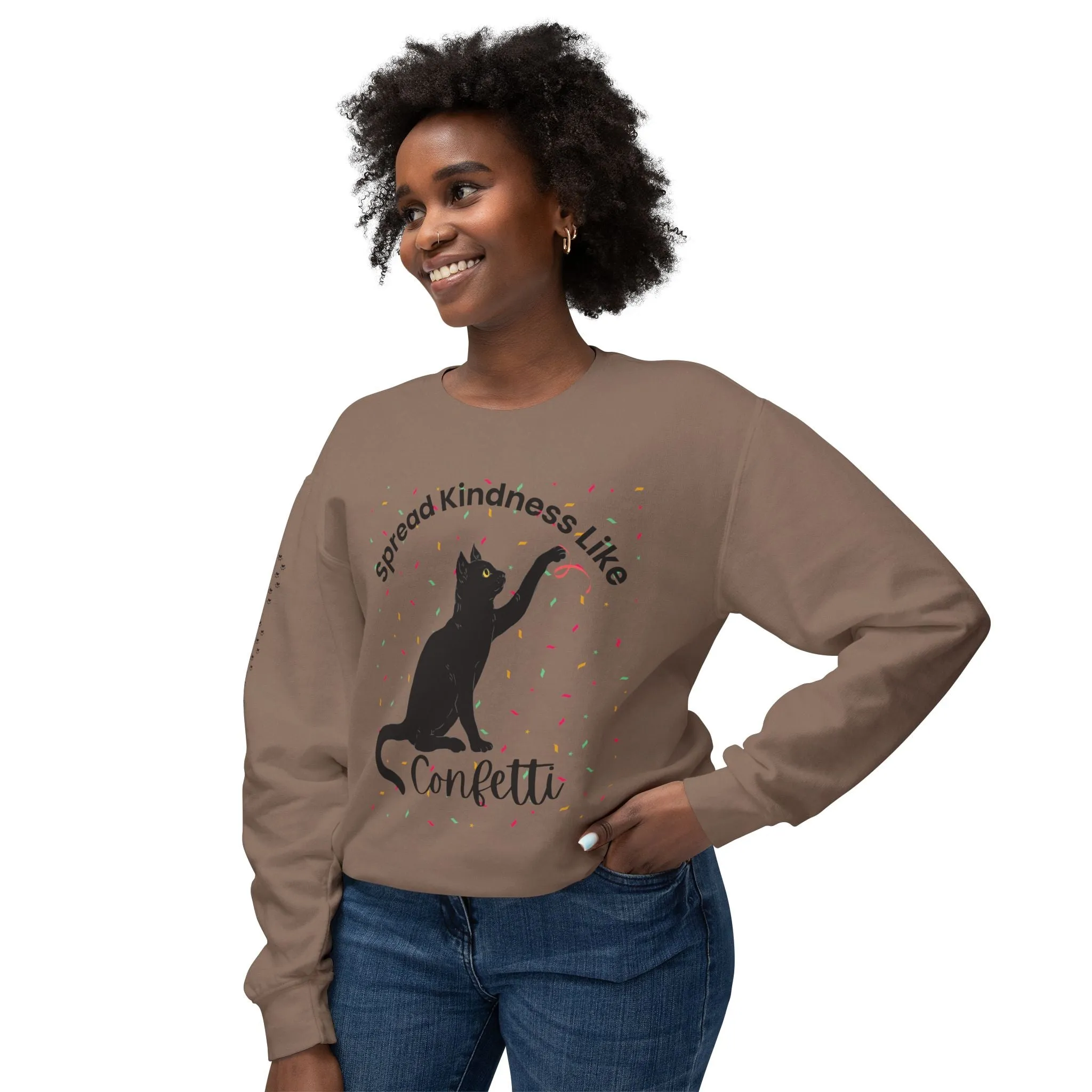 Unisex Lightweight Crewneck Sweatshirt Spread Kindness Like Confetti