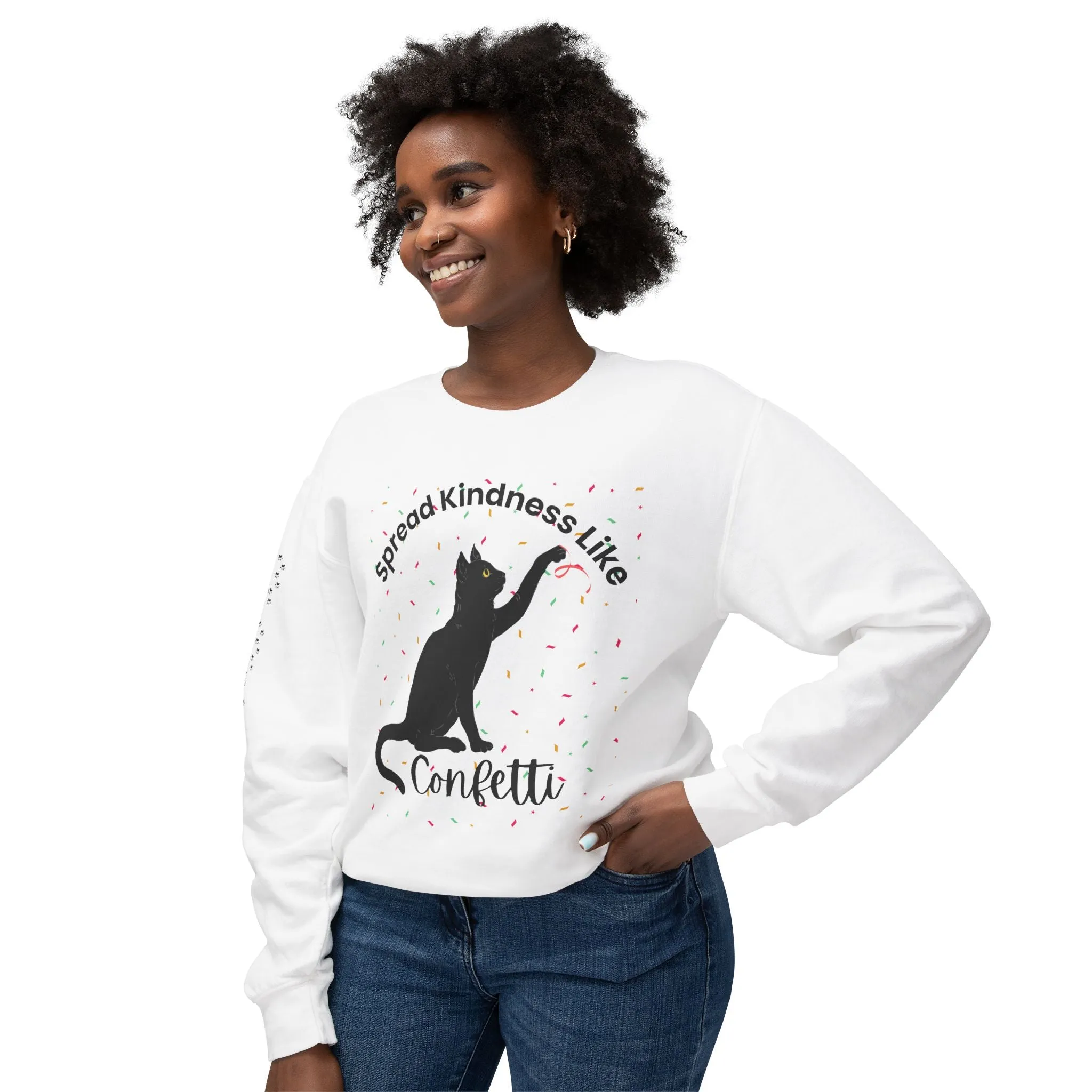 Unisex Lightweight Crewneck Sweatshirt Spread Kindness Like Confetti