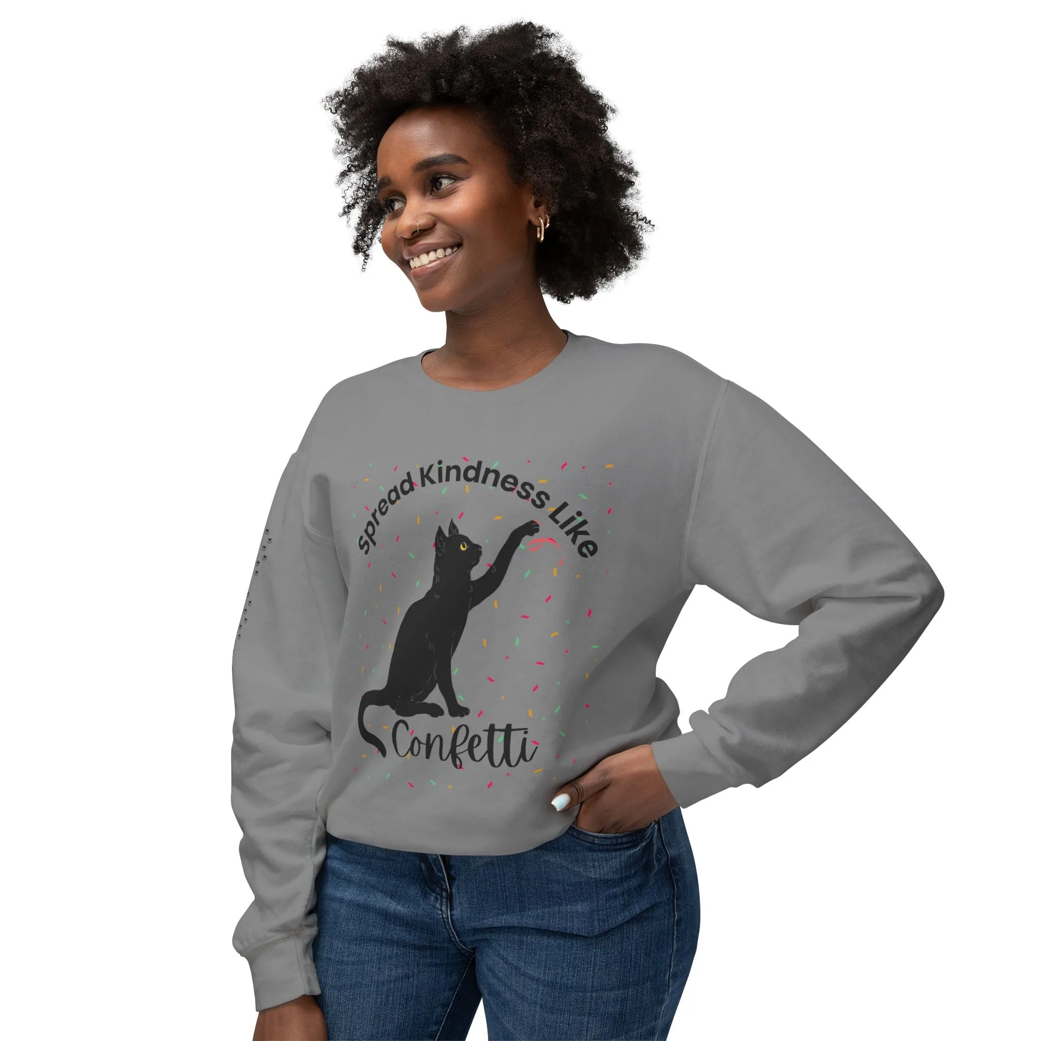 Unisex Lightweight Crewneck Sweatshirt Spread Kindness Like Confetti