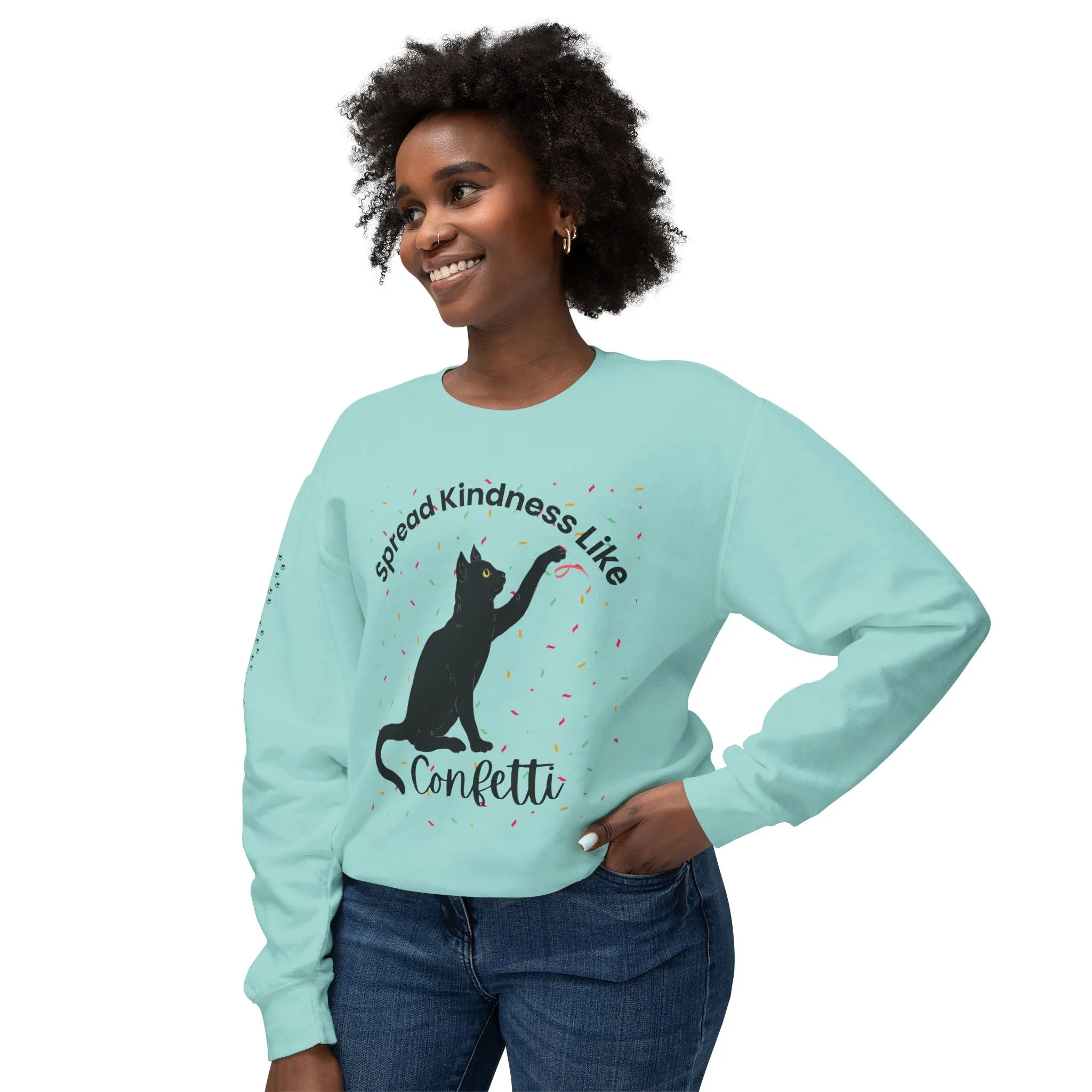 Unisex Lightweight Crewneck Sweatshirt Spread Kindness Like Confetti