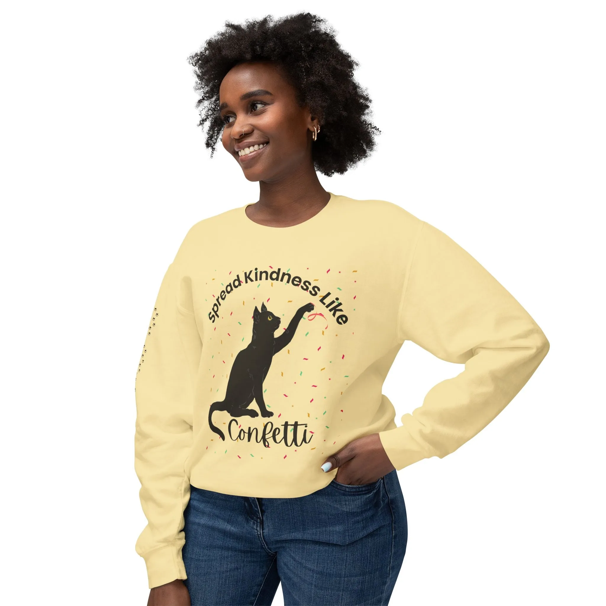 Unisex Lightweight Crewneck Sweatshirt Spread Kindness Like Confetti