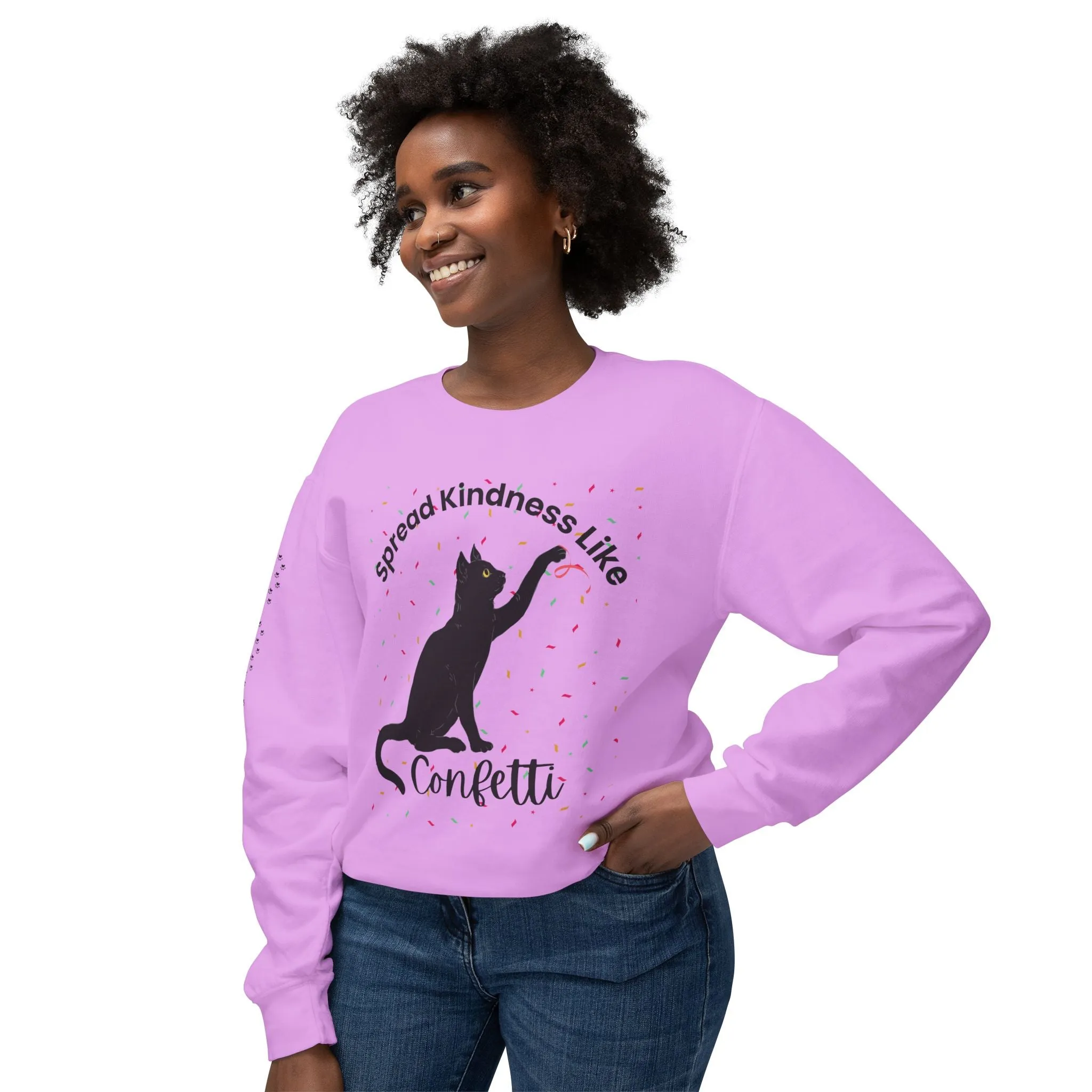 Unisex Lightweight Crewneck Sweatshirt Spread Kindness Like Confetti