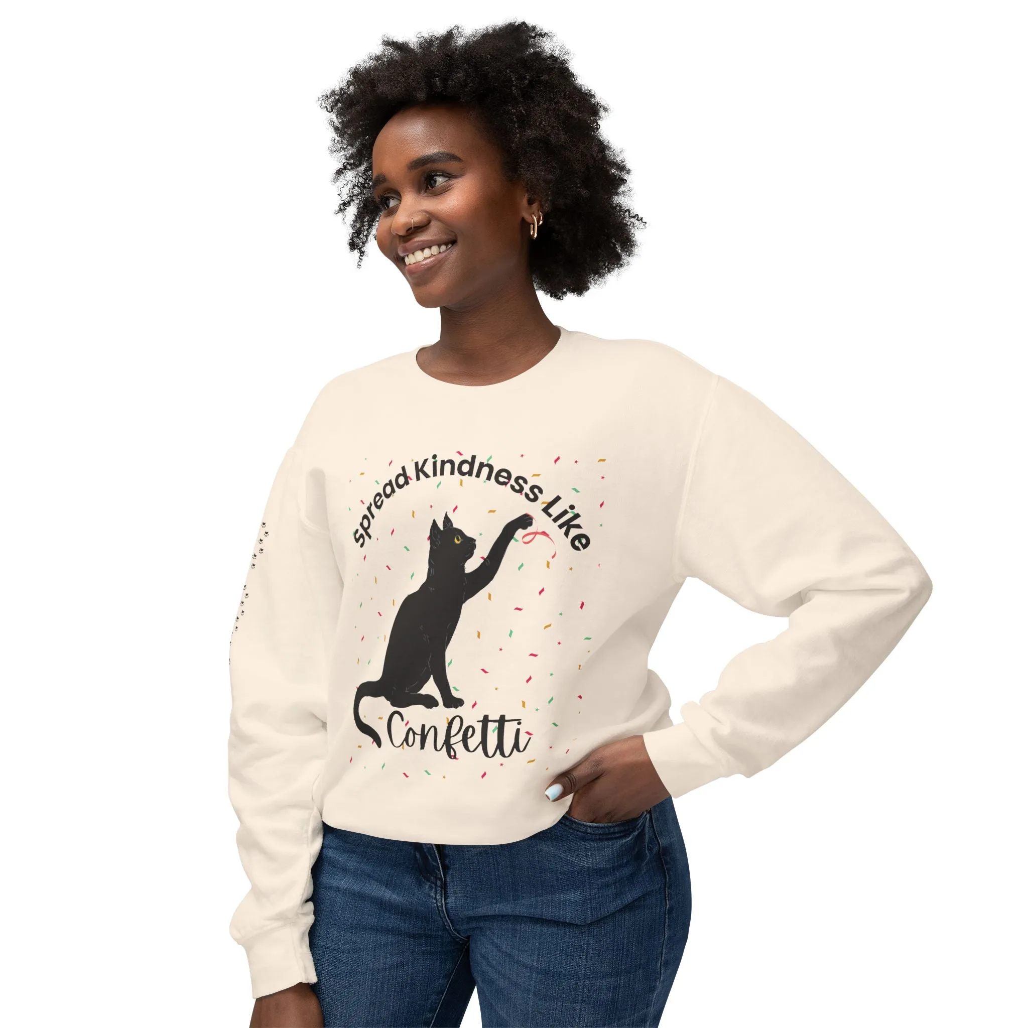 Unisex Lightweight Crewneck Sweatshirt Spread Kindness Like Confetti