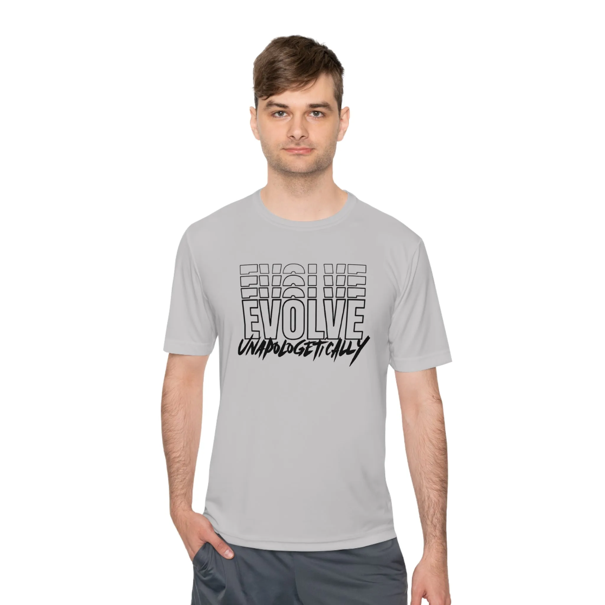 Unisex Moisture Wicking - EVOLVE UNAPOLOGETICALLY - WHITE LOGO