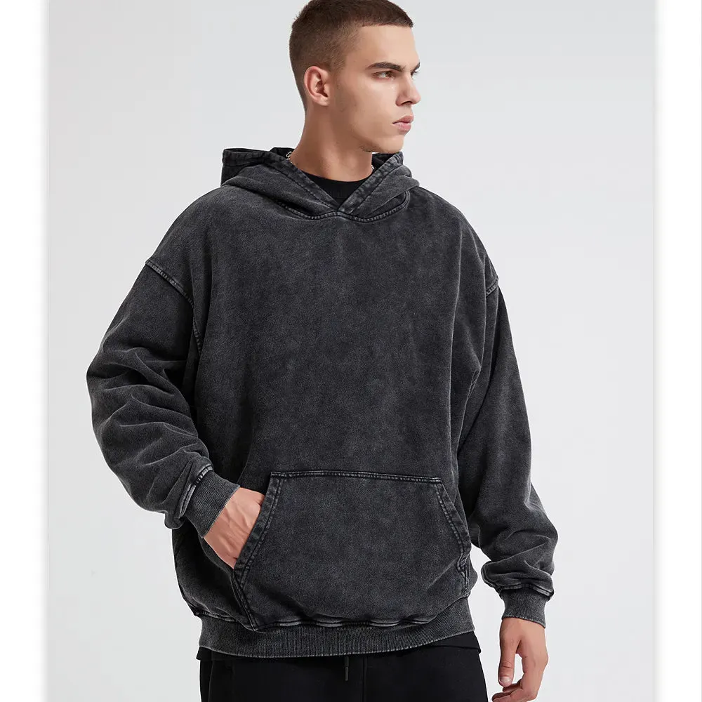 Vintage Black Acid Wash Hoodie