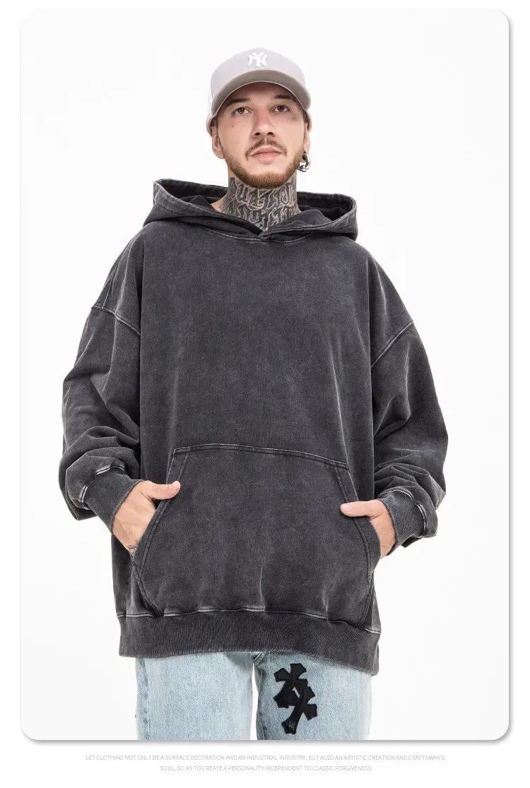 Vintage Black Acid Wash Hoodie