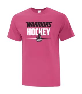 Warriors Hockey Ladies Pink Adult Cotton T-Shirt with Printed Logo