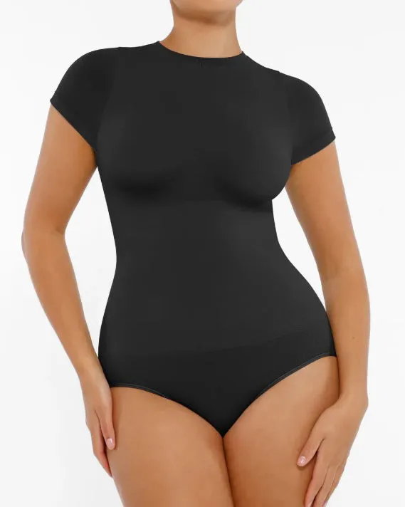 Women's Seamless Short Sleeve Thong Bodysuit