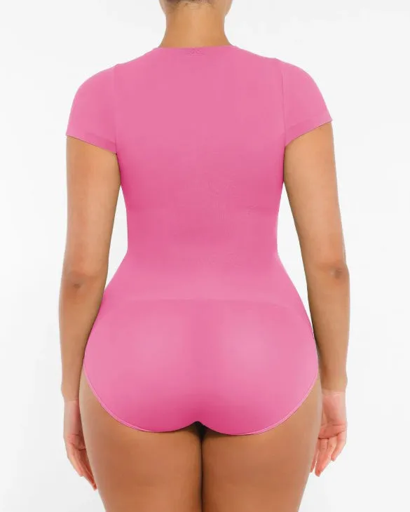 Women's Seamless Short Sleeve Thong Bodysuit